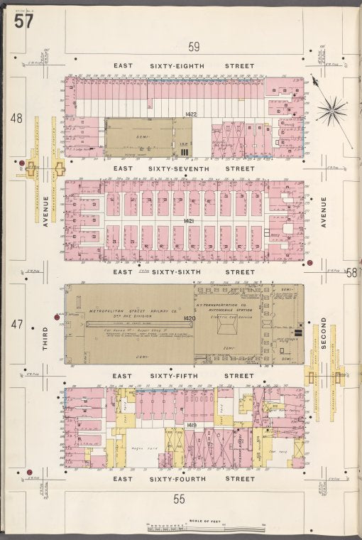 Manhattan, V. 6, Plate No. 57 [Map bounded by E. 68th St., 2nd Ave., E. 64th St., 3rd Ave.]