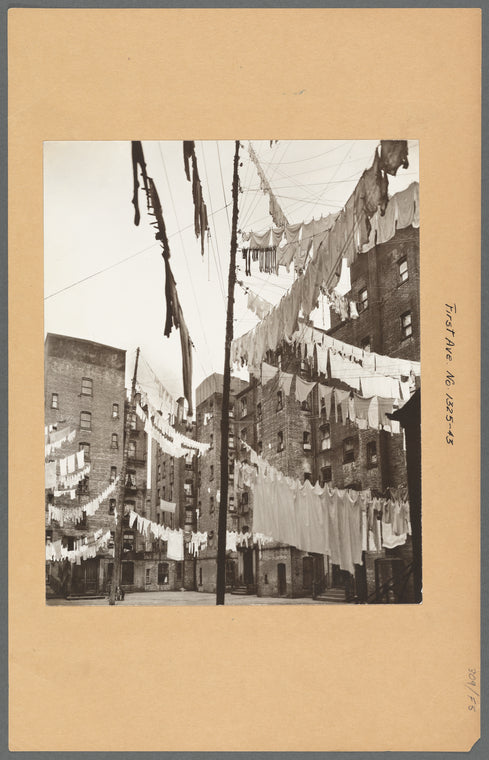 Court of first model tenement house in New York