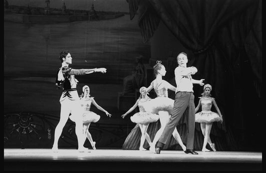 New York City Ballet production of "Ballet Imperial" with George Balanchine rehearsing Jacques d'Amboise, choreography by George Balanchine (New York)