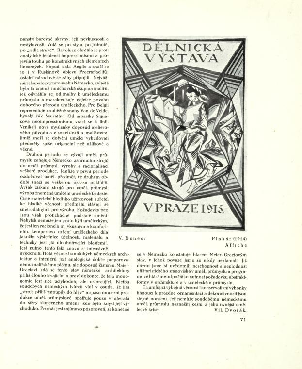 Umelecký průmysl. Český plakát. V. Beneš: Plakát (1914) = Affiche