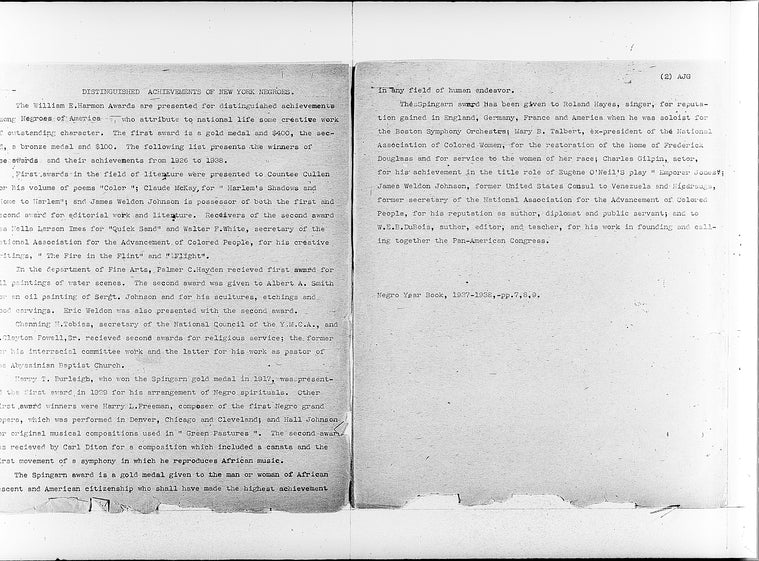 "Distinguished Achievements of New York Negroes"