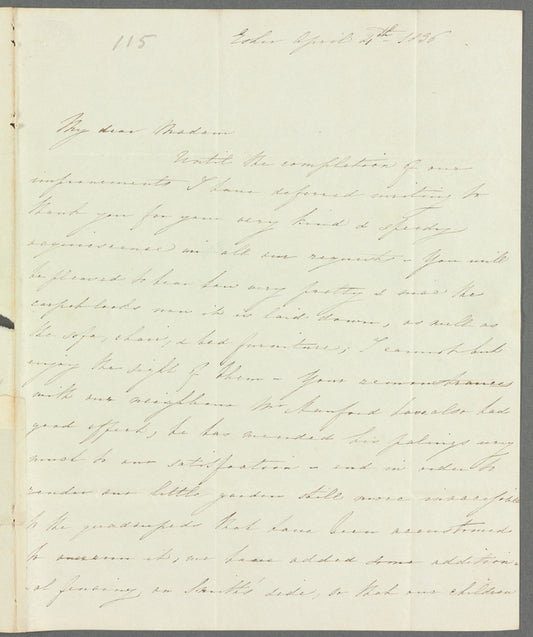 Mary Anne Meijer to Jane Porter, autograph letter signed
