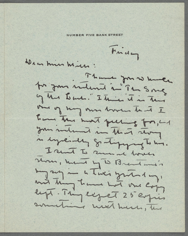 Letter from Willa Cather
