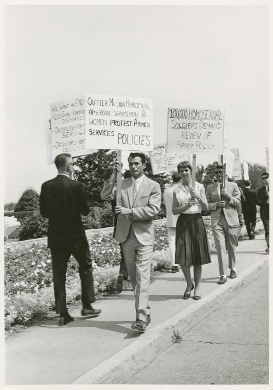 Picketers, from road