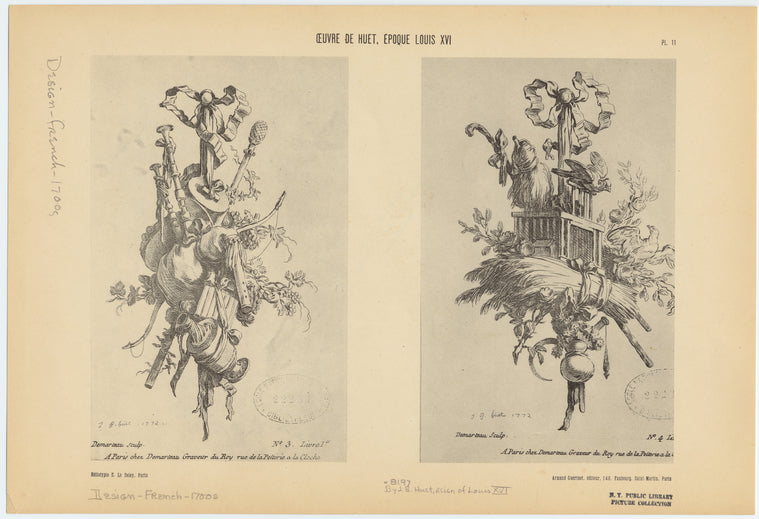 Oeuvre de Huet, époque Louis XVI