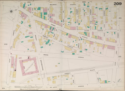 Bronx, V. 9, Double Page Plate No. 209 [Map bounded by Melrose Ave., East 156th St., St. Ann's Ave., East 149th St.]