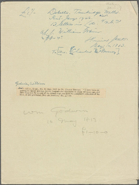 Autograph letter signed to Charles Burney, 10 May 1813