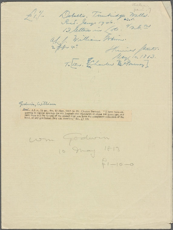 Autograph letter signed to Charles Burney, 10 May 1813