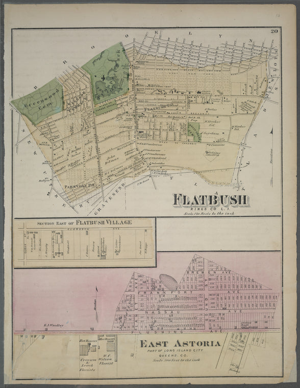 Flatbush, Kings Co. L.I. - East Astoria, part of Long Island City, Queens Co.