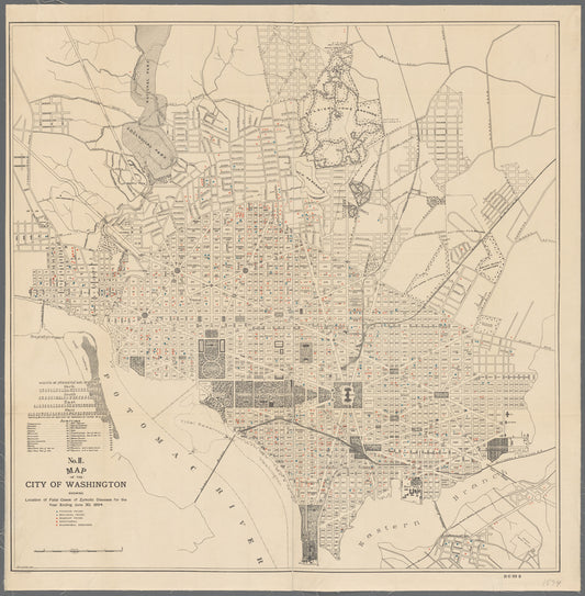 Map of the city of Washington showing location of fatal cases of zymotic diseases for the year ending June 30, 1894
