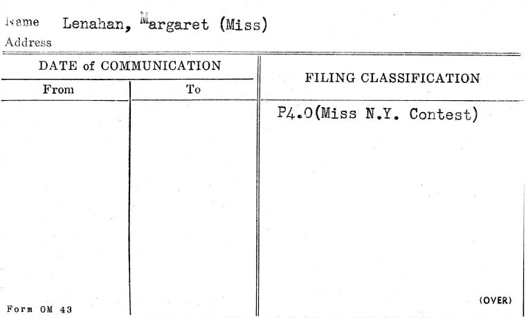 Lenahan, Margaret (Miss)
