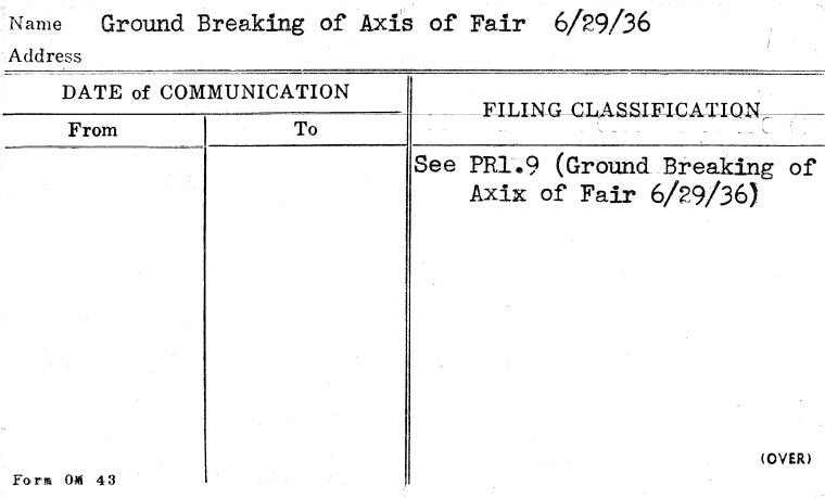 Ground Breaking of Axis of Fair 6/29/36