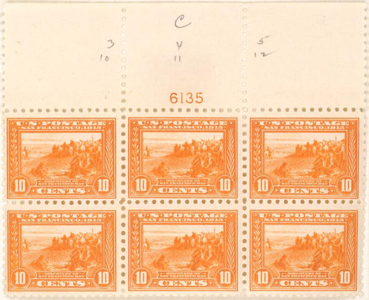 10c orange Discovery of San Francisco Bay block of six