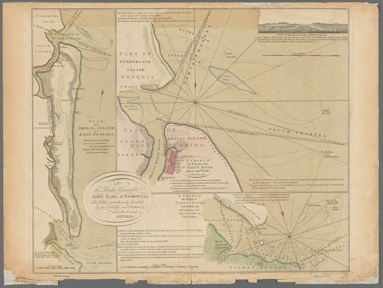 Plan of Amelia Island in East Florida : north point of Amelia Island lyes in 30:55 north latitude 80:23 w. longitude from London