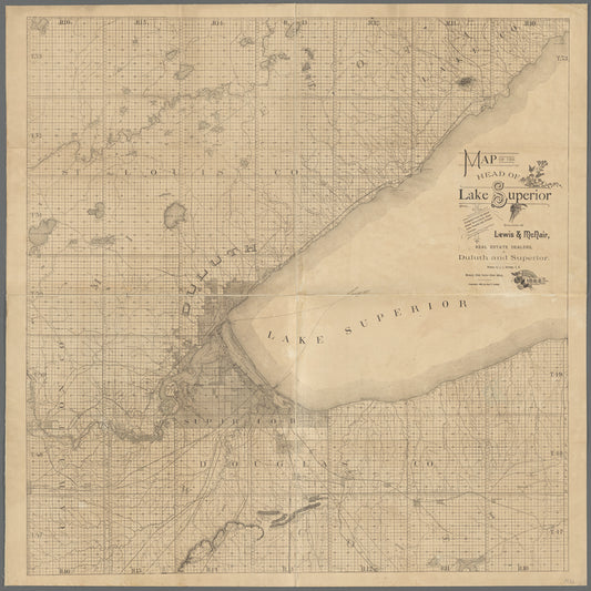 Map of the head of Lake Superior : compiled from the latest actual government, railroad, county, and private surveys