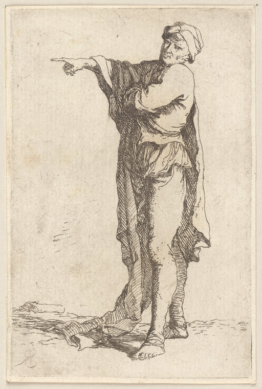 Man, Standing, His Arm Pointing Horizontally