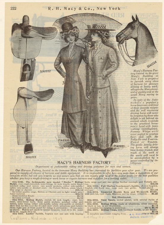 Macy's harness factory : Department of fashionable riding and driving costumes for men and women