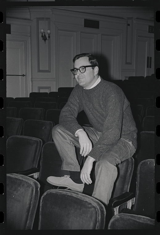 John Kander in rehearsal for the stage production Flora, the Red Menace