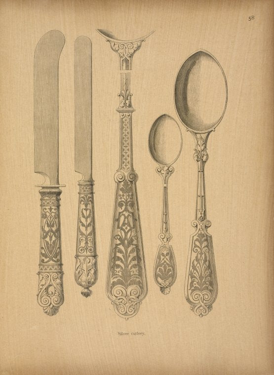 Silver cutlery.