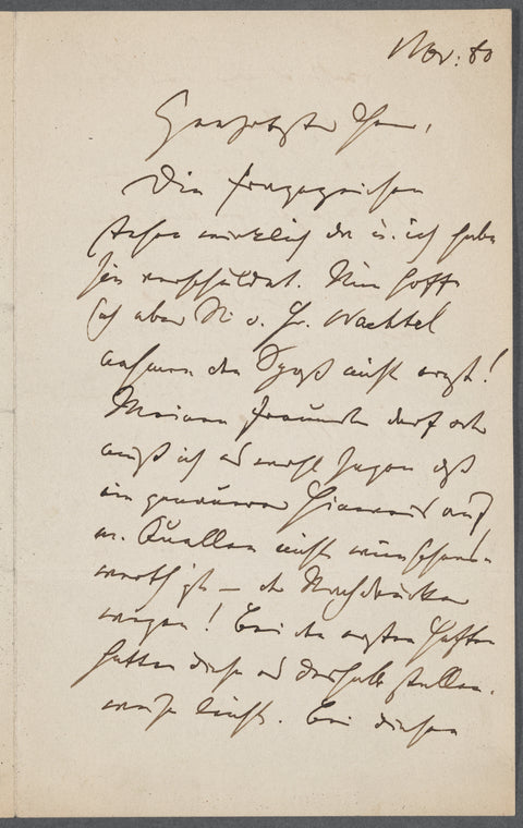 Letter from Johannes Brahms to unidentified correspondent