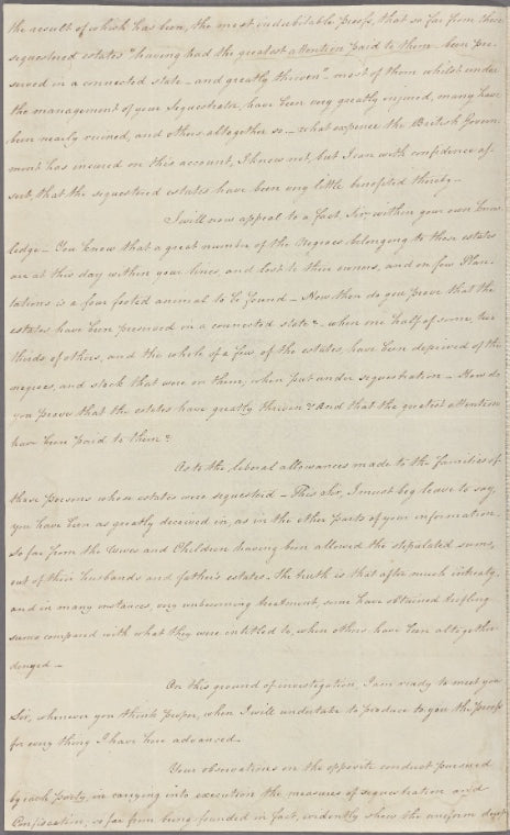 Letter to Lieut.-Gen. Alexander Leslie [Charleston, S. C.]