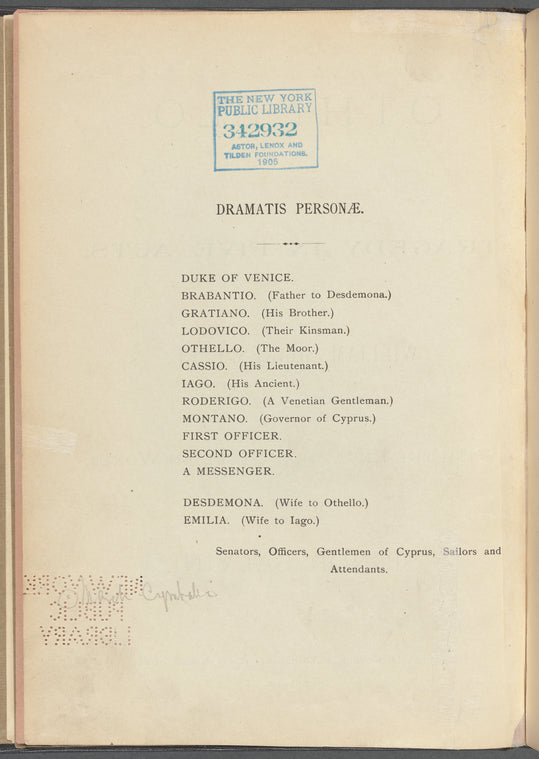 Othello: Tragedy in five acts
