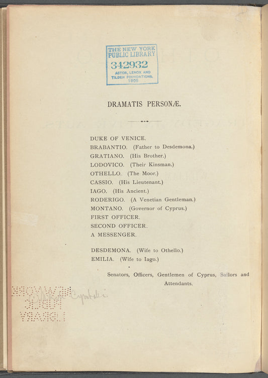 Othello: Tragedy in five acts