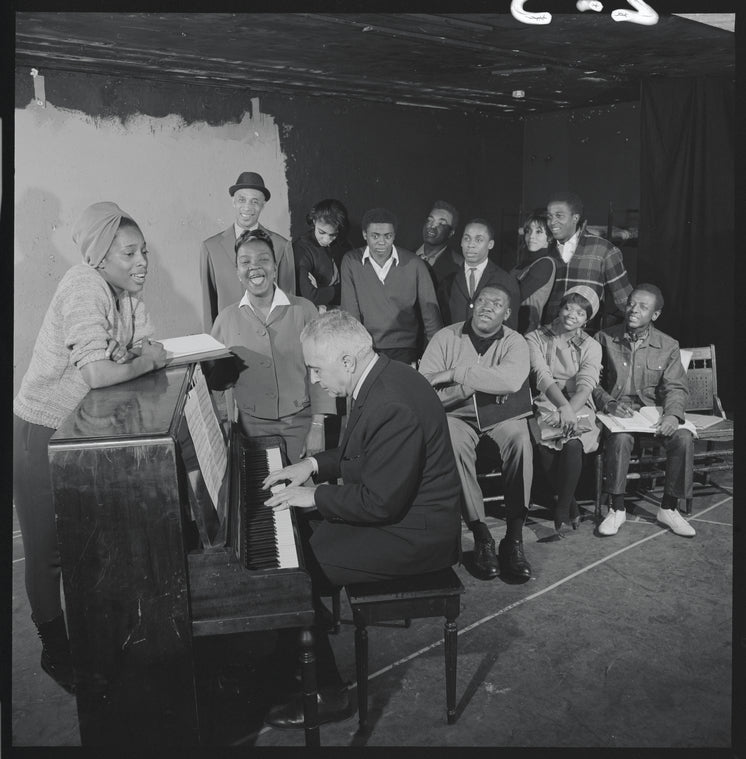 Ketty Lester, Rosetta LeNoire, composer Vernon Duke and ensemble in rehearsal for the 1964 revival of Cabin in the Sky