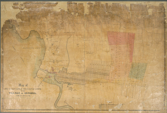 Map of 465 valuable building lots in the village of Astoria, Long Island.