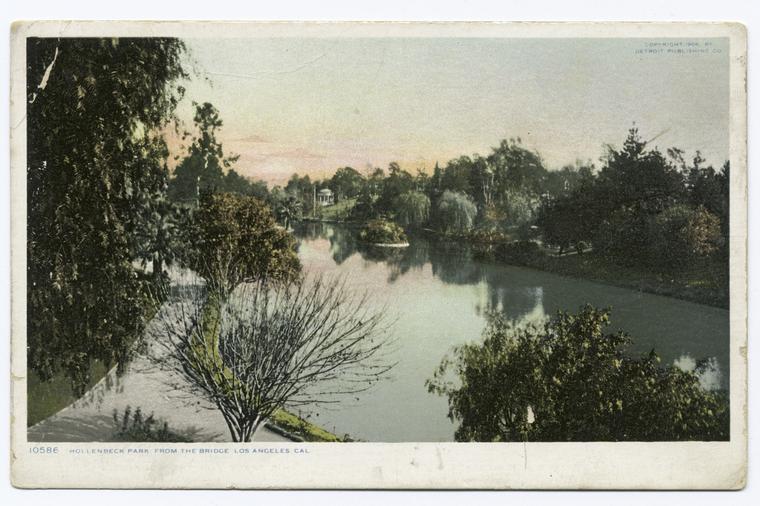 Hollenbeck Park from Bridge, Los Angles, Calif.