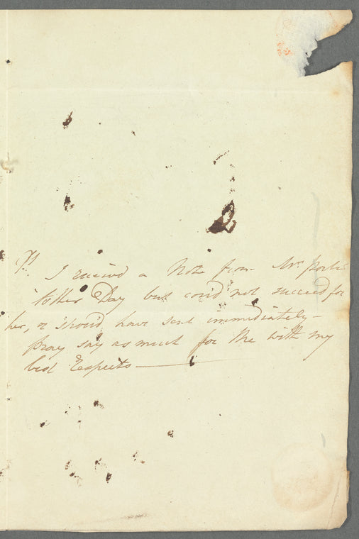 J. Emery to Anna Maria Porter, autograph letter signed