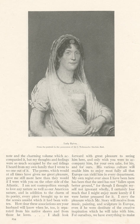 Lady Byron, from the portrait in the possesion of Sir J. Tollemache Sinclair, Bart.