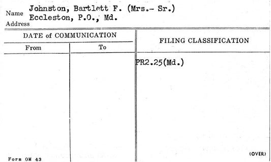 Johnston, Bartlett F. (Mrs.-Sr.)