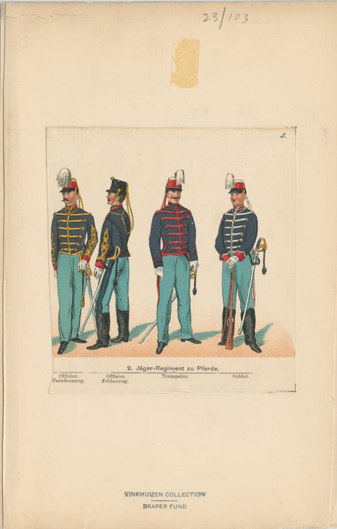 2. Jäger-Regiment zu Pferde, Offizier, Paradeanzug, Offizier,Feldanzug, Trompeter, Soldat