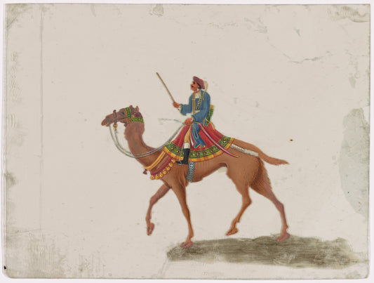 Camel rider in blue robe