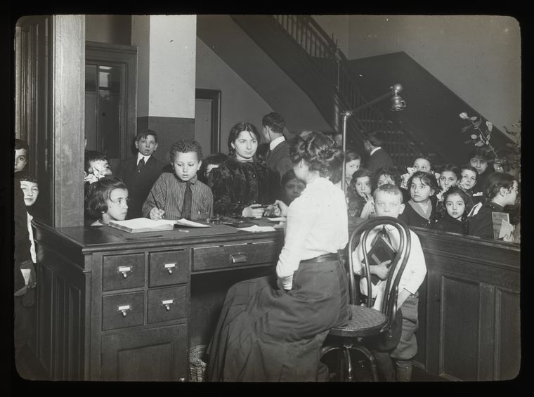 Hamilton Fish Park Branch, Registration Desk, April 4, 1910