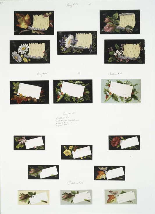 Birthday, Christmas and New Year cards with botanical illustrations.