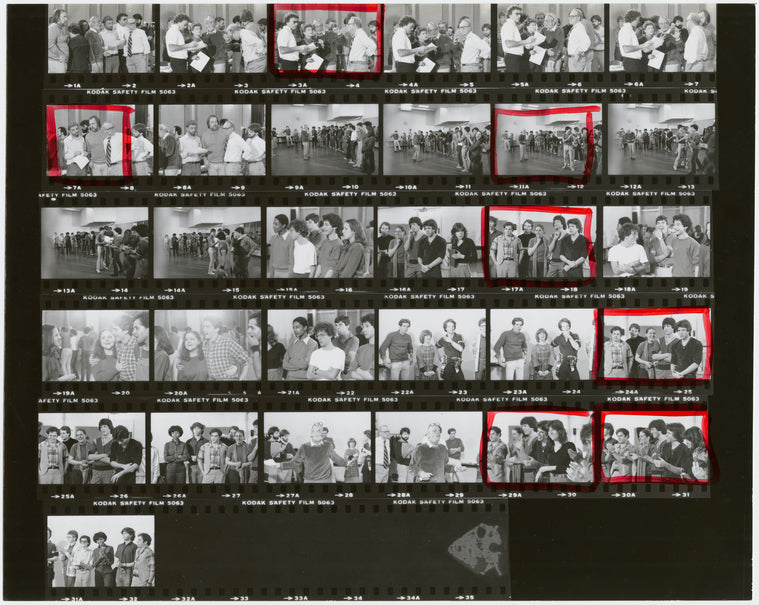 Hal Prince and actors during auditioning for the stage production Merrily We Roll Along [contact sheet #1]