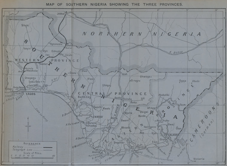 Map of Southern Nigeria showing the three provinces.