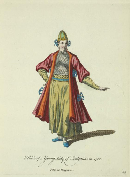 Habit of a young lady of Bulgaria in 1700. Fille de Bulgarie.