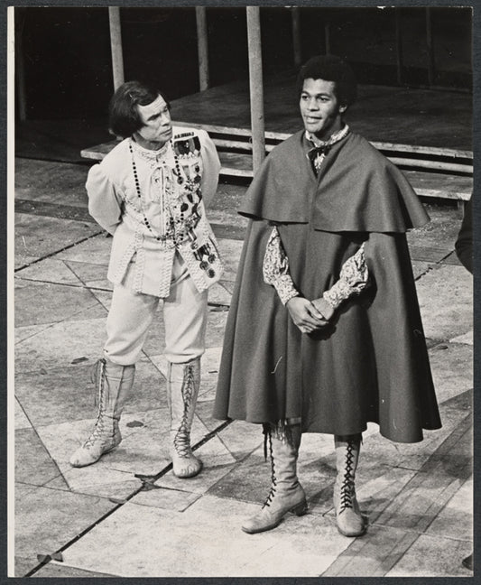 Frank O'Brien and Clifton Davis in the stage production Two Gentlemen of Verona