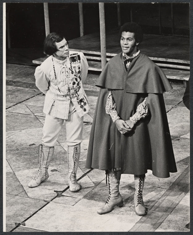 Frank O'Brien and Clifton Davis in the stage production Two Gentlemen of Verona