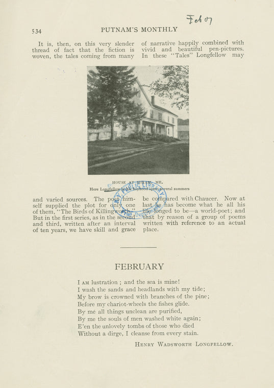 Henry Wadsworth Longfellow, 1807-1882. (Home)
