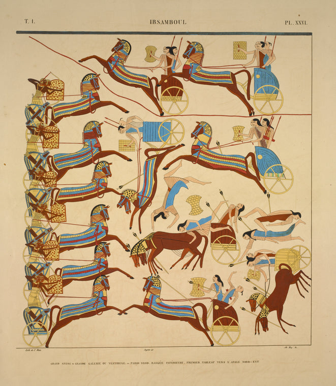 Ibsamboul [Abu-Simbel]. Grand spéos: grande galerie ou vestibule, paroi nord. Rangée inférieure, première tableau vers l'angle nord-est.