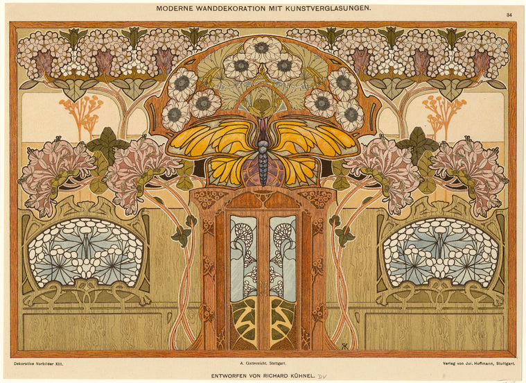 Moderne Wanddekoration mit Kunstverglasungen