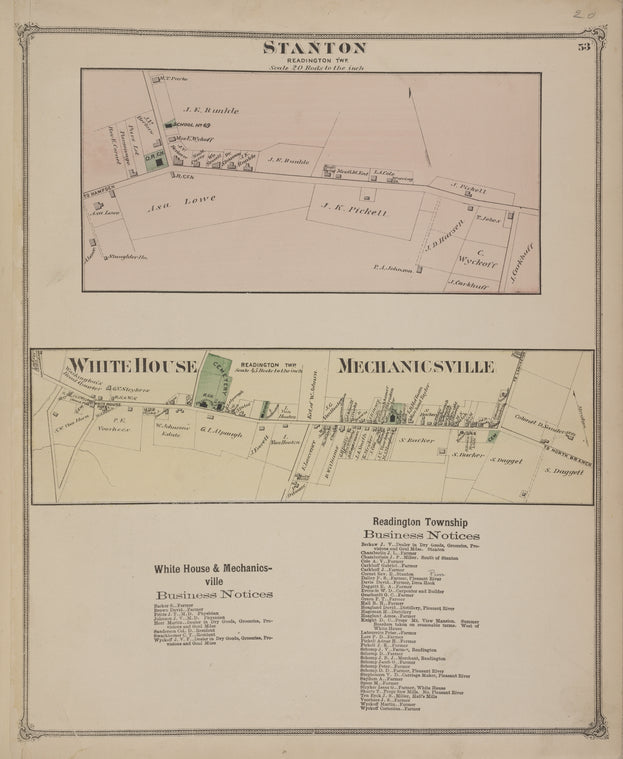 Station [Village]; White House, Mechanicsville [Village]; White House & Mechanicsville Business Notices. ; Readington Township Business Notices.