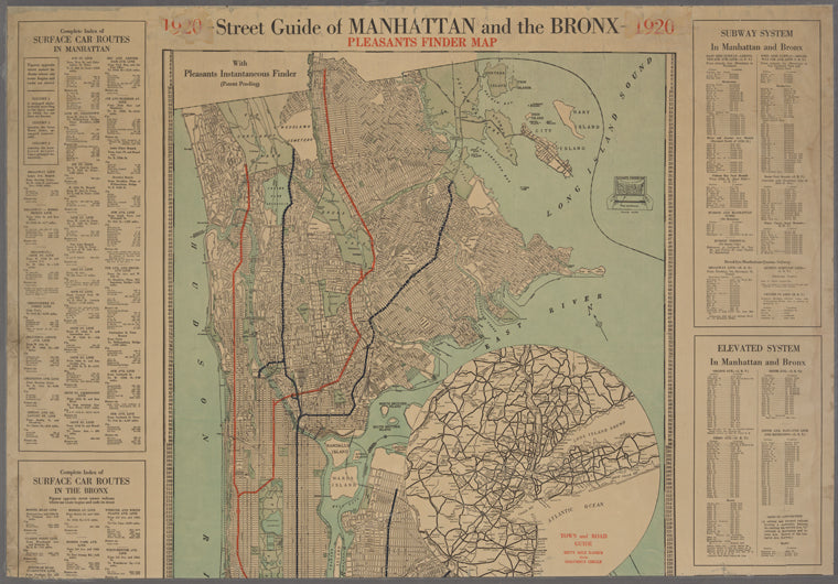 Street guide of Manhattan and the Bronx : Pleasants Finder Map