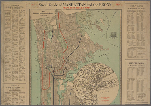 Street guide of Manhattan and the Bronx : Pleasants Finder Map