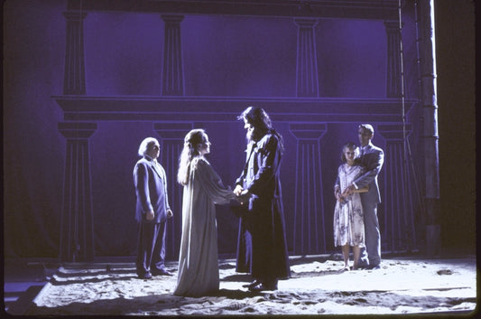 Actors (L-R) Larry Block, Cordelia Gonzales, Campbell Scott, Martha Plimpton and Byron Jennings in a scene from the New York Shakespeare Festival production of the play "Pericles." (New York)
