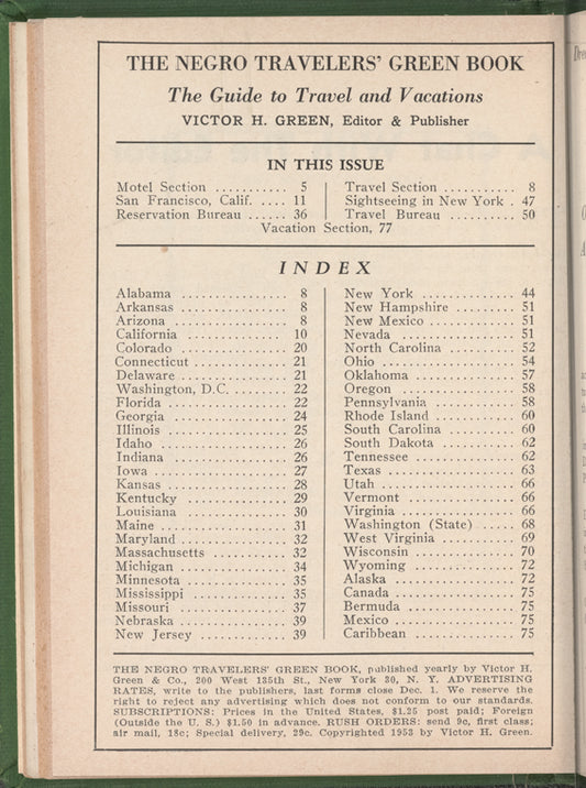 The Negro Travelers' Green Book: 1954: The Guide to Travel & Vacations